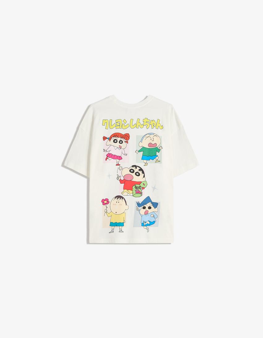 T-shirt Shin Chan manga curta oversize-Gelo-1