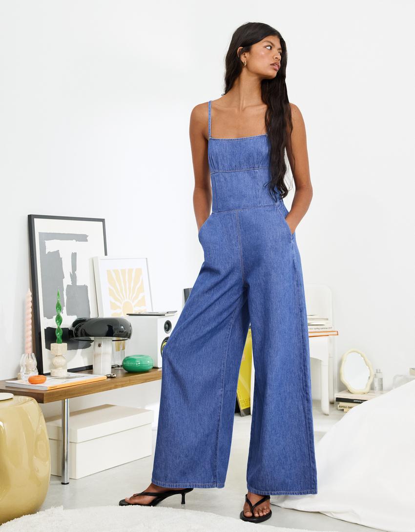 Denim jumpsuit-Light blue
