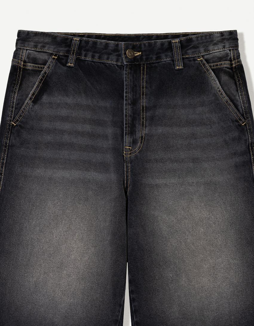 Bermuda in denim skater-Nero