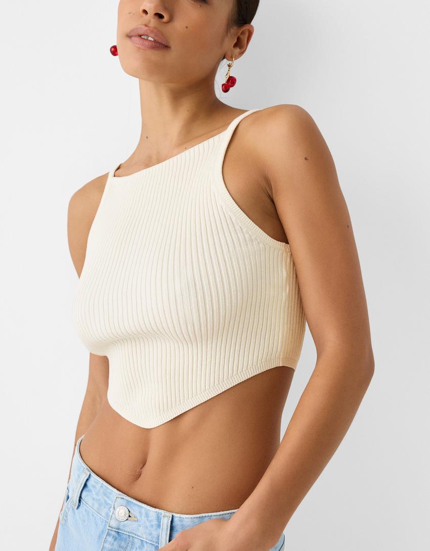 Strappy rustic top-Cream-2