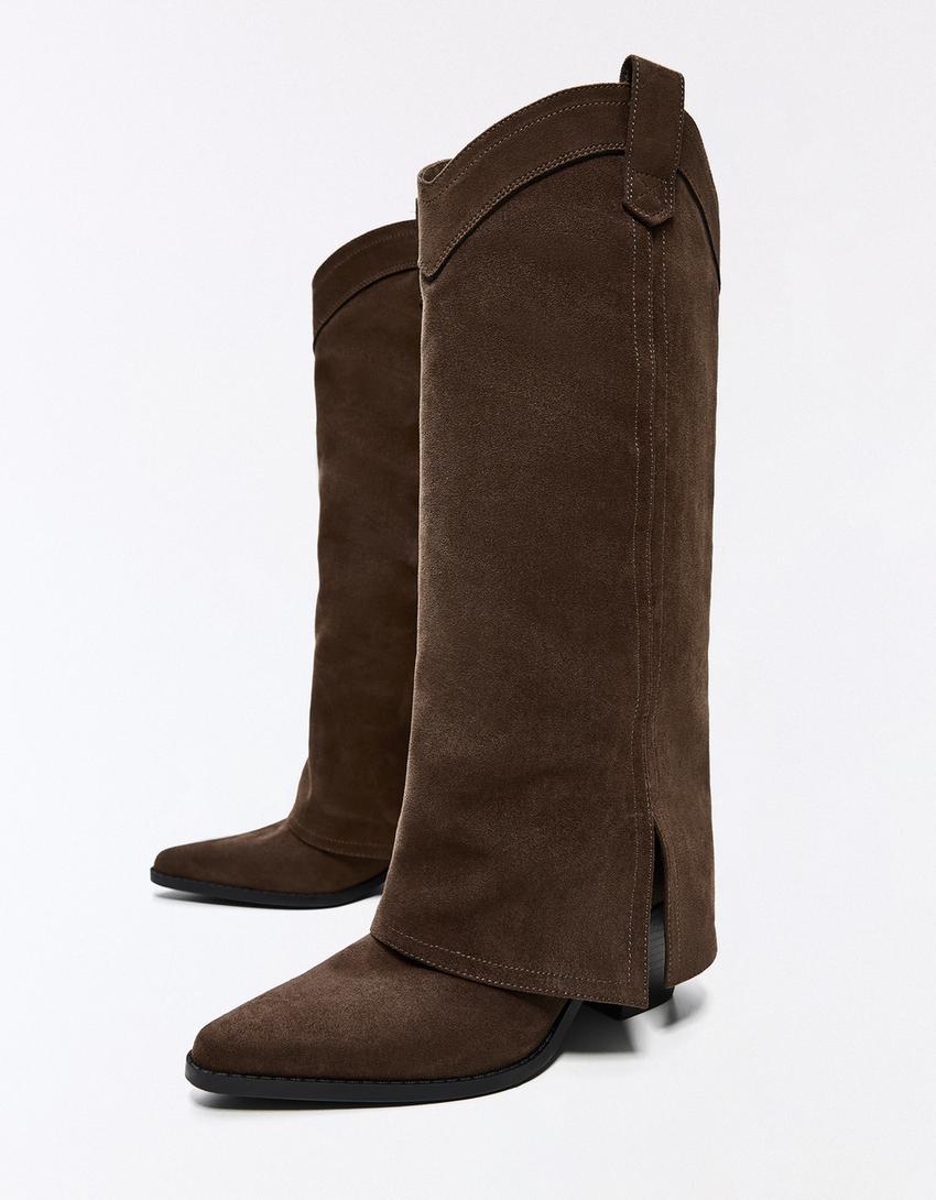 Stiefel mit Absatz im Cowboylook-Braun