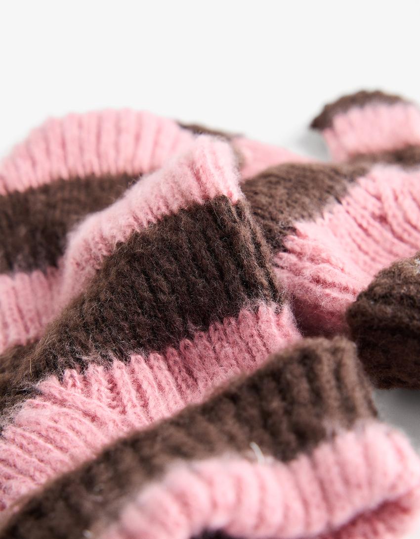 Striped mittens-Pink