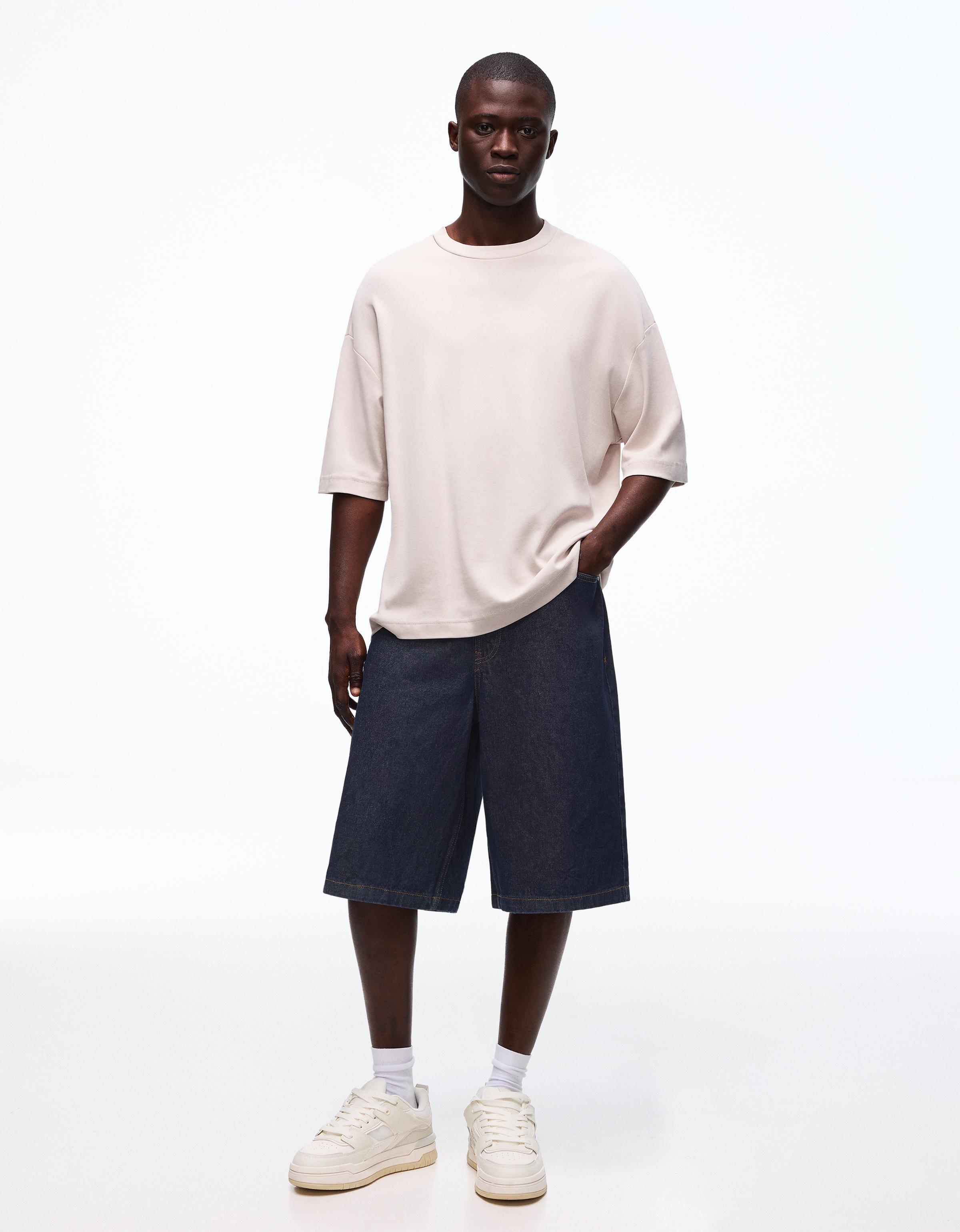 Baggy fit denim bermuda - Görsel 78