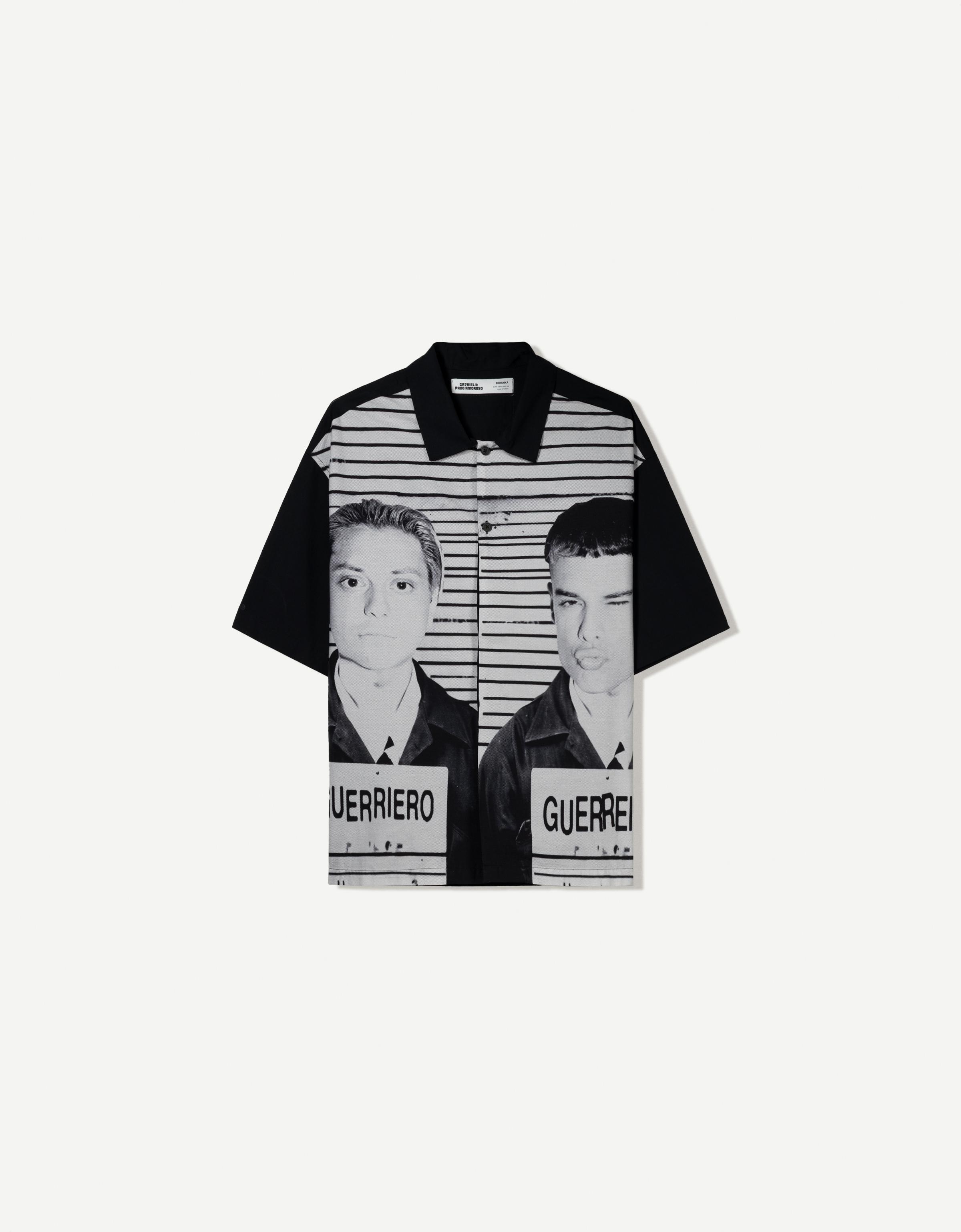 Bershka Ca7riel & Paco Amoroso Boxy Hemd Mit Kurzen Ärmeln Herren S Schwarz
