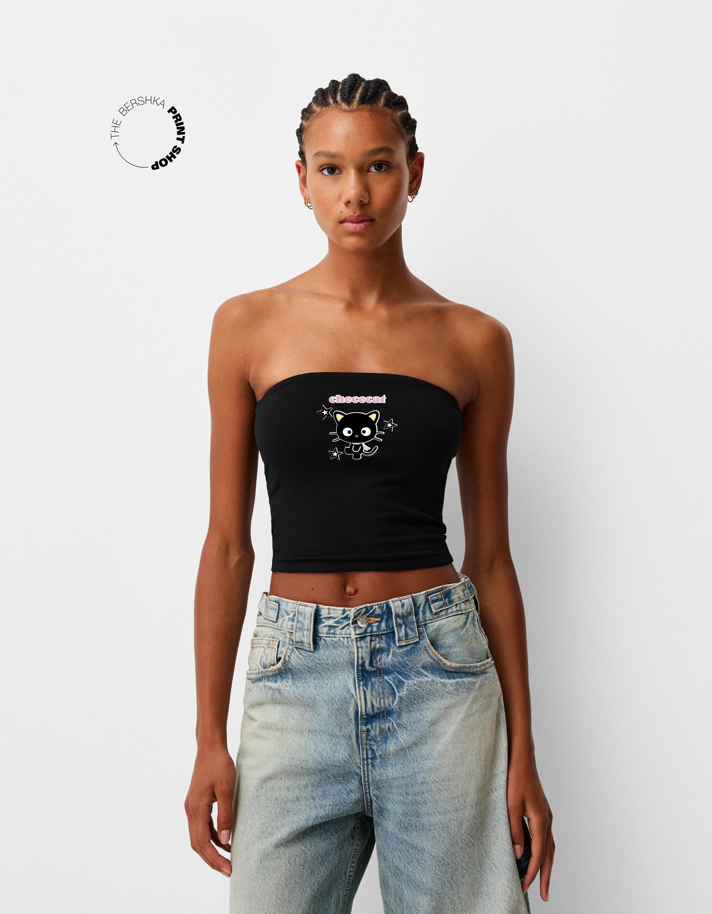 Bershka Bandeau-Top Hello Kitty And Friends Damen Xs Schwarz