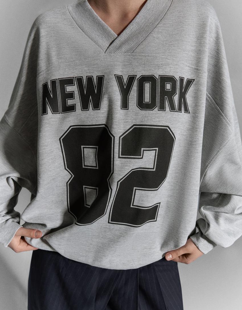 Oversized printed sweatshirt-Grey