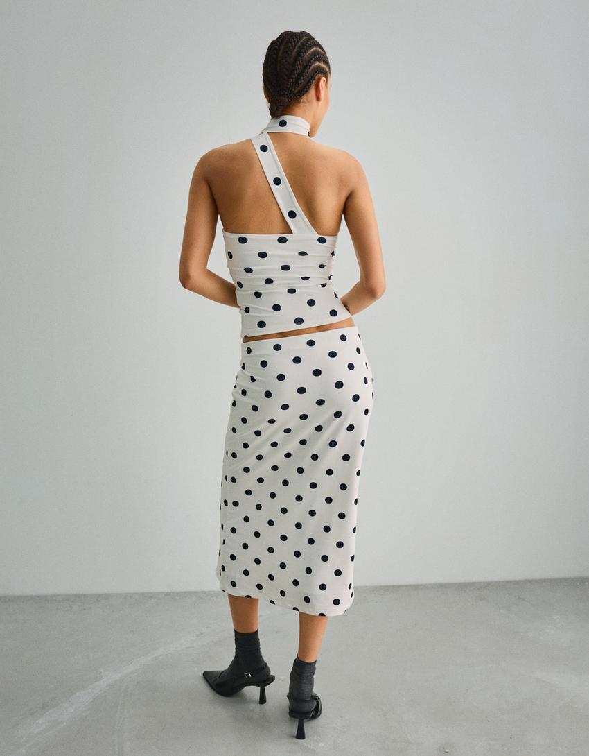 Set top y falda midi print-Set top y falda midi print