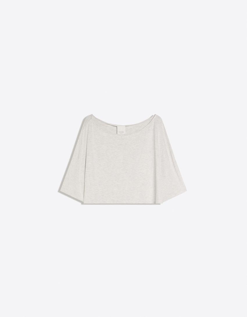 Short sleeve asymmetric T-shirt-Mixed gray