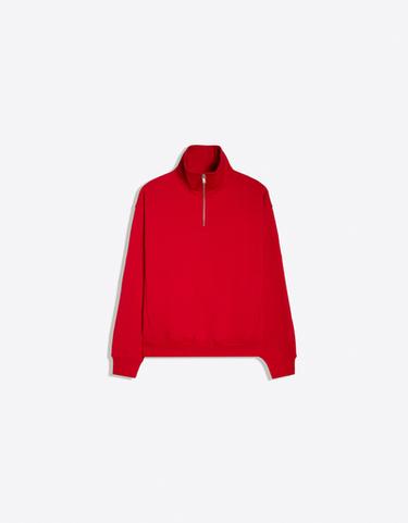 High neck zip-up sweatshirt — Red 5