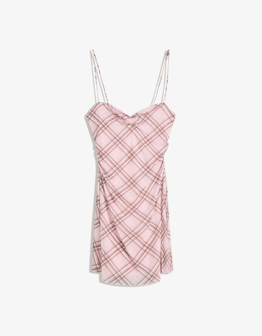 Vestido tirantes print-Rosa