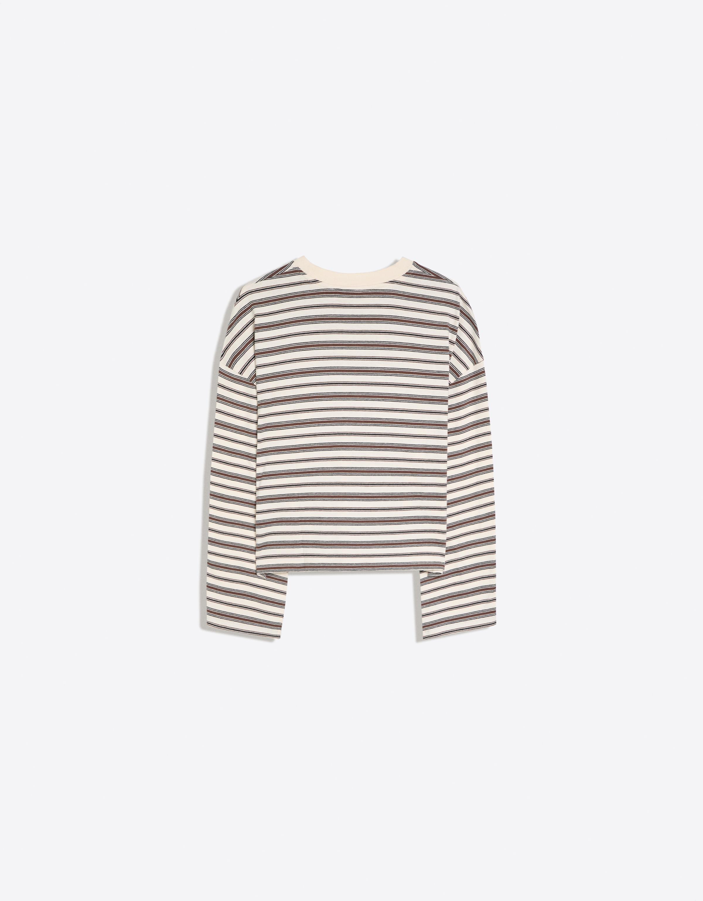 Striped boxy long sleeve T-shirt — Cream