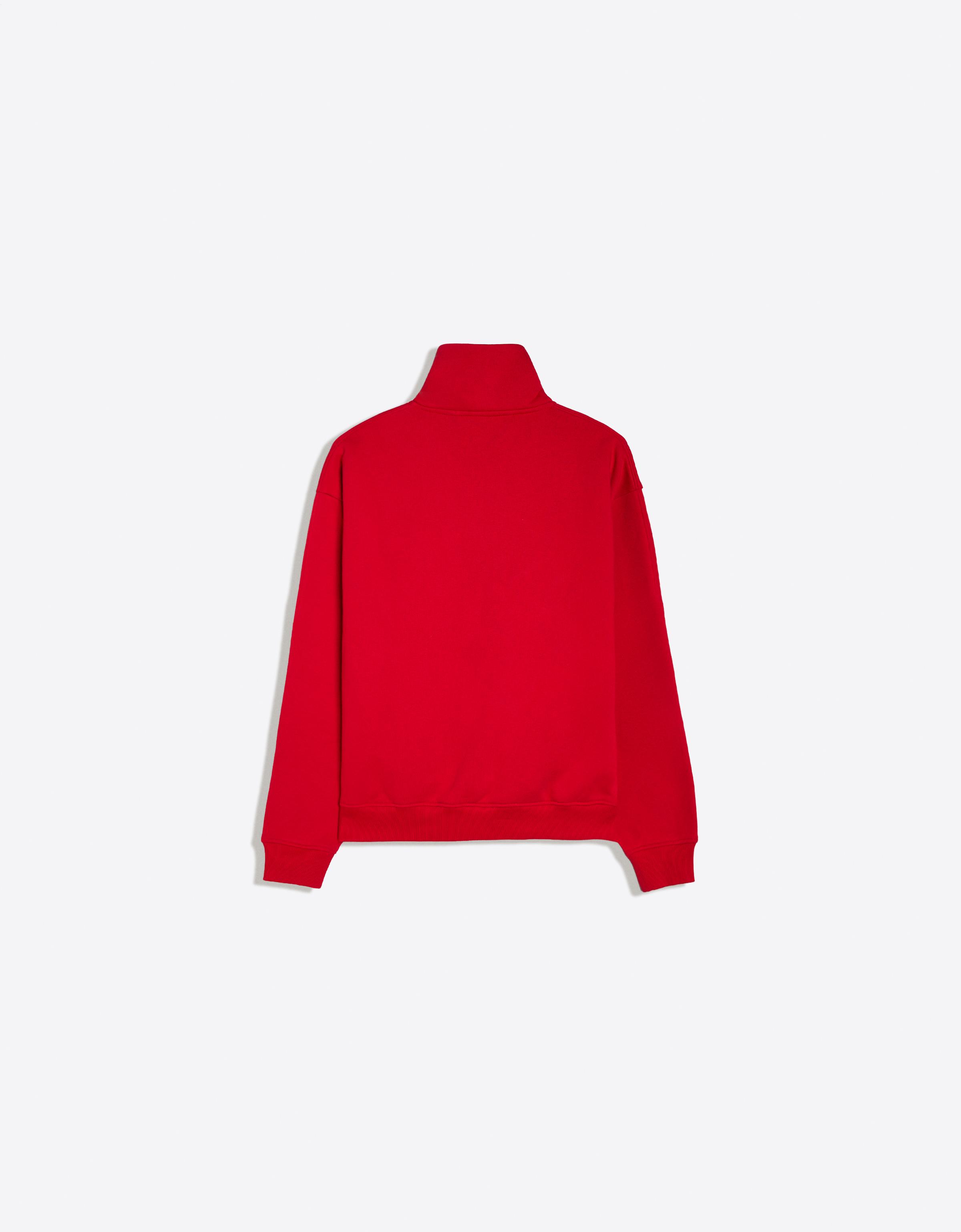 High neck zip-up sweatshirt — Red