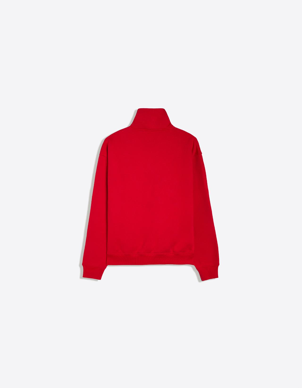 High neck zip-up sweatshirt — Red