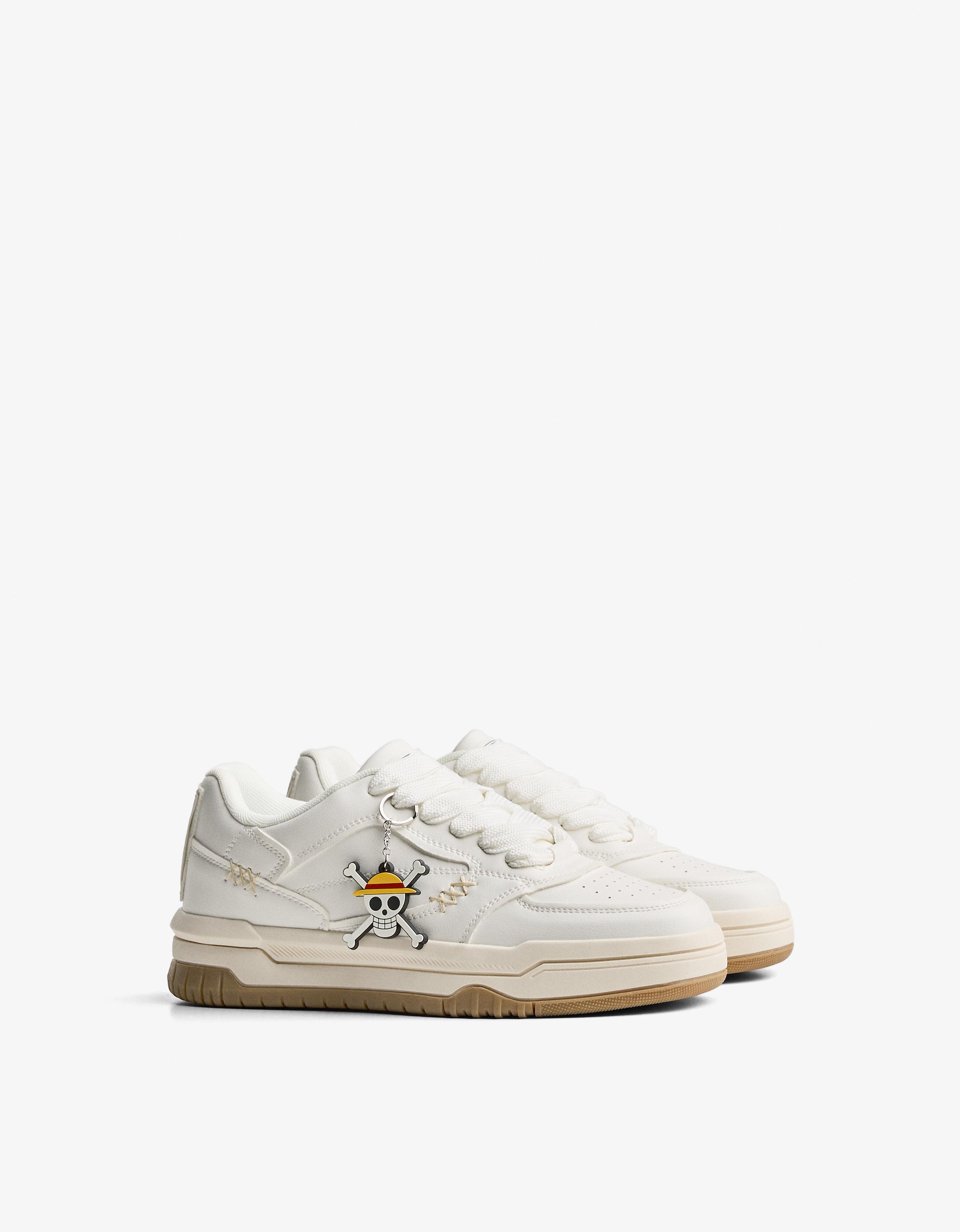 One Piece skater trainers with keychain — WHITE