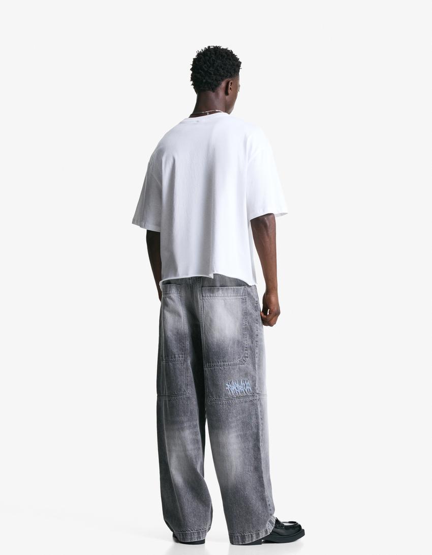 Blugi super baggy-Gri-1