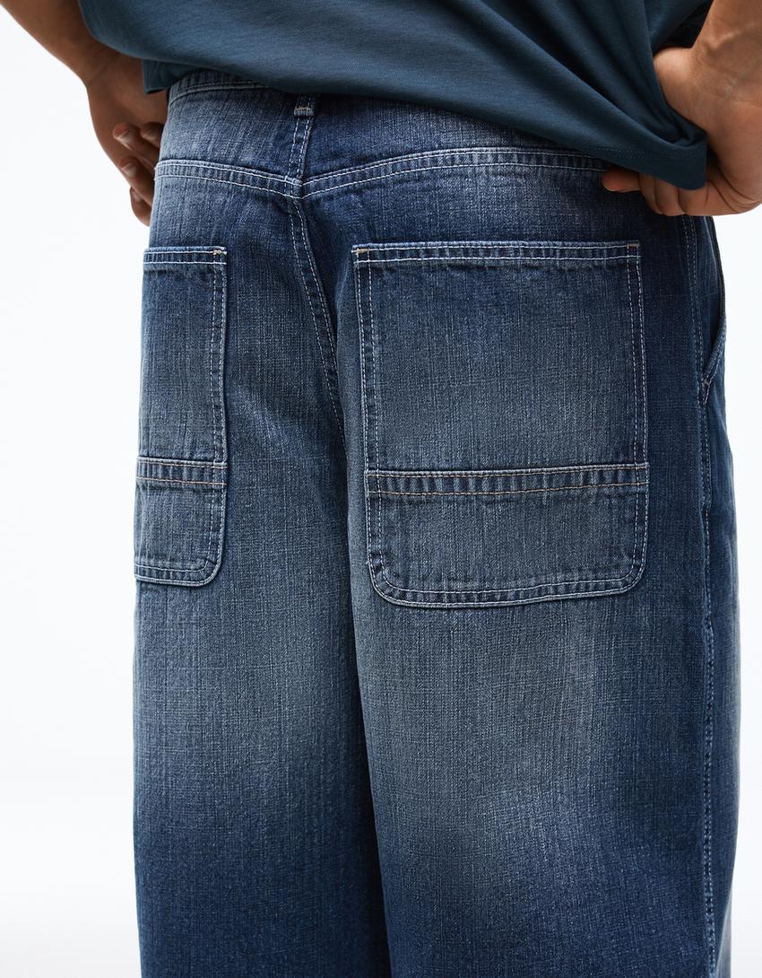 Skater denim Bermuda shorts-Blue