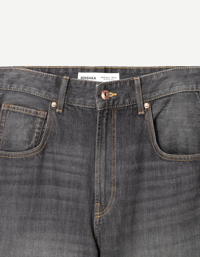 Jeansy super baggy-Ciemnoszary-2