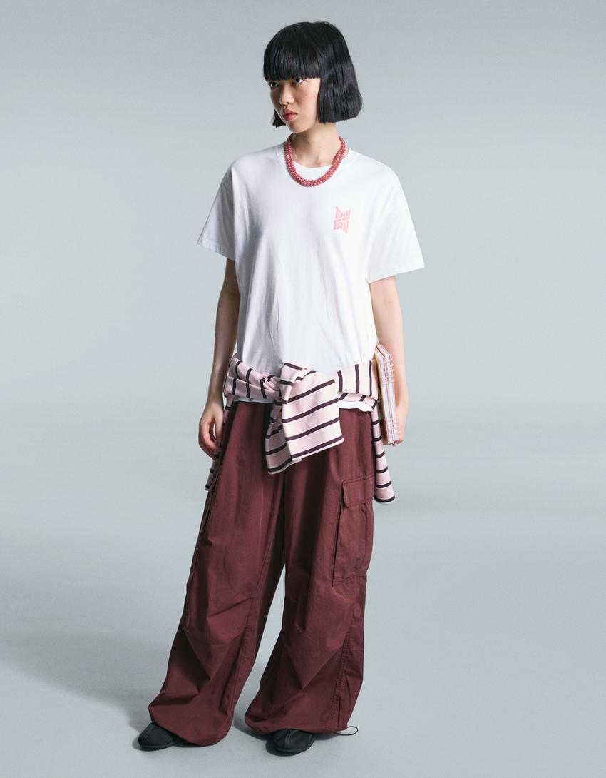 T-shirt TinyTAN tan manches courtes imprimé-Blanc cassé