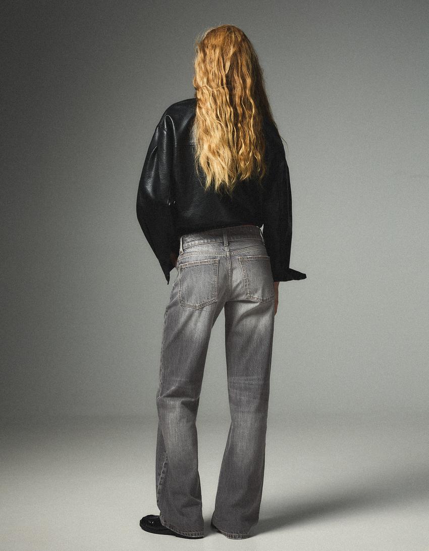 Mid-rise straight jeans-Black
