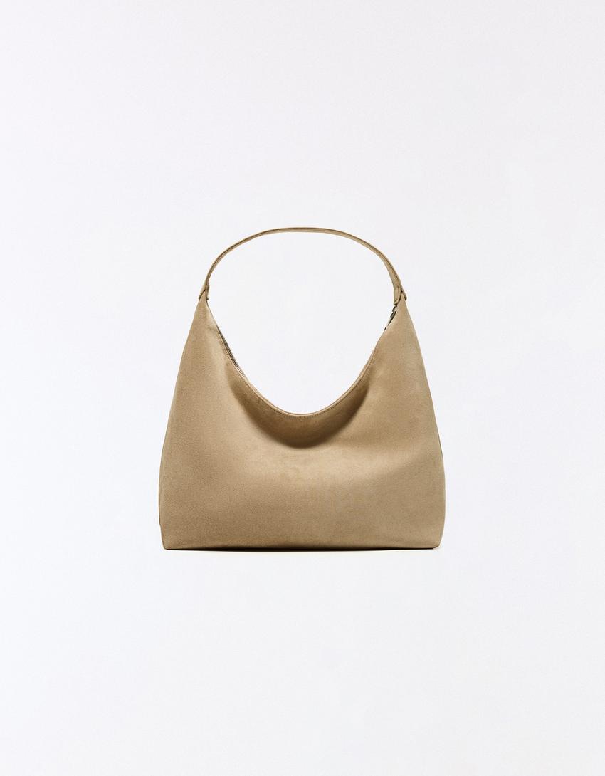 Faux suede bag-Camel