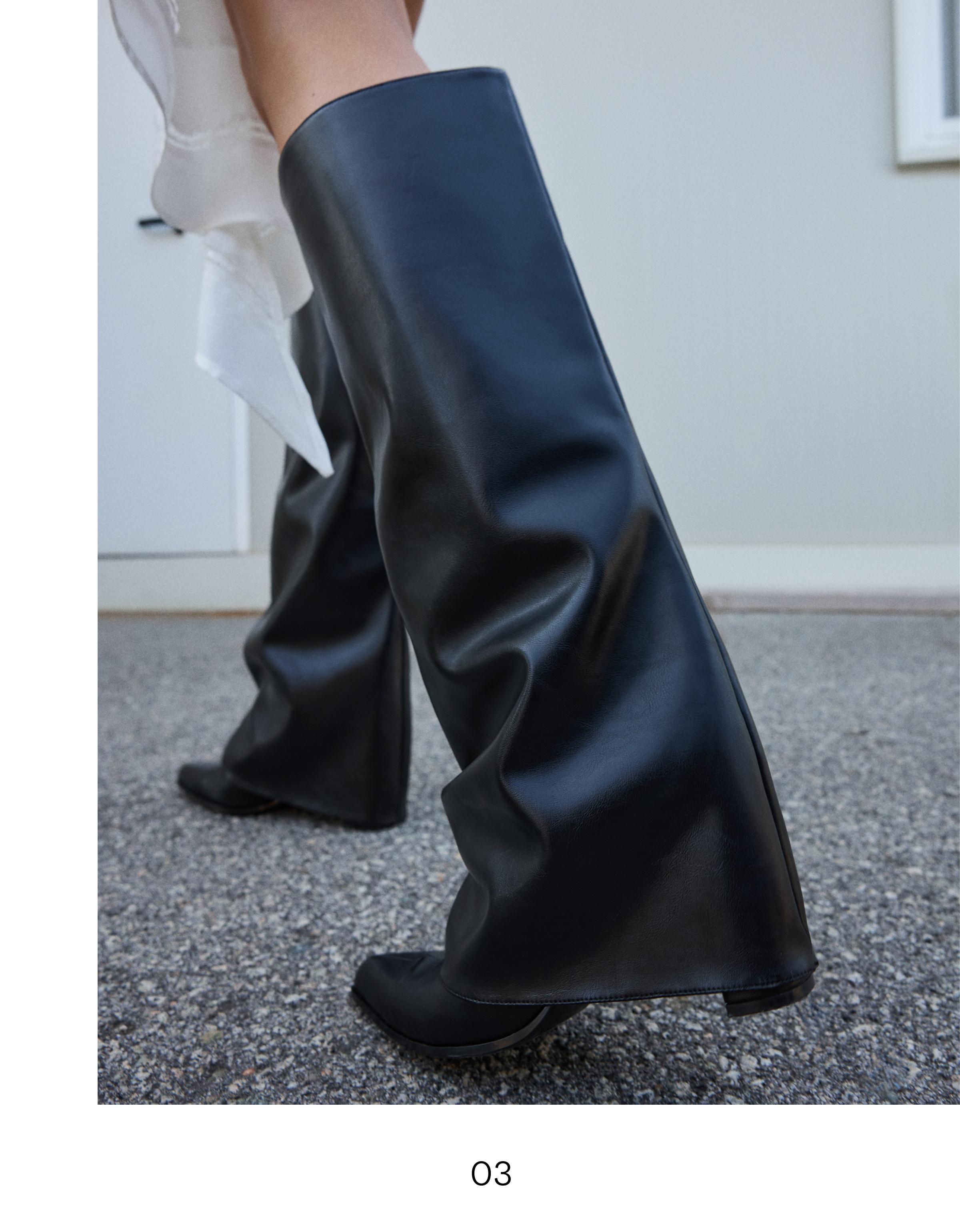 TROUSER HEEL BOOTS — BLACK