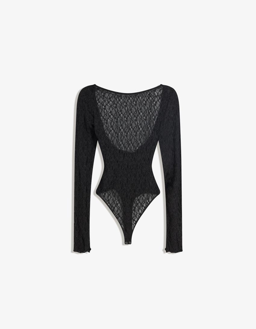 Long sleeve bodysuit-Black-3
