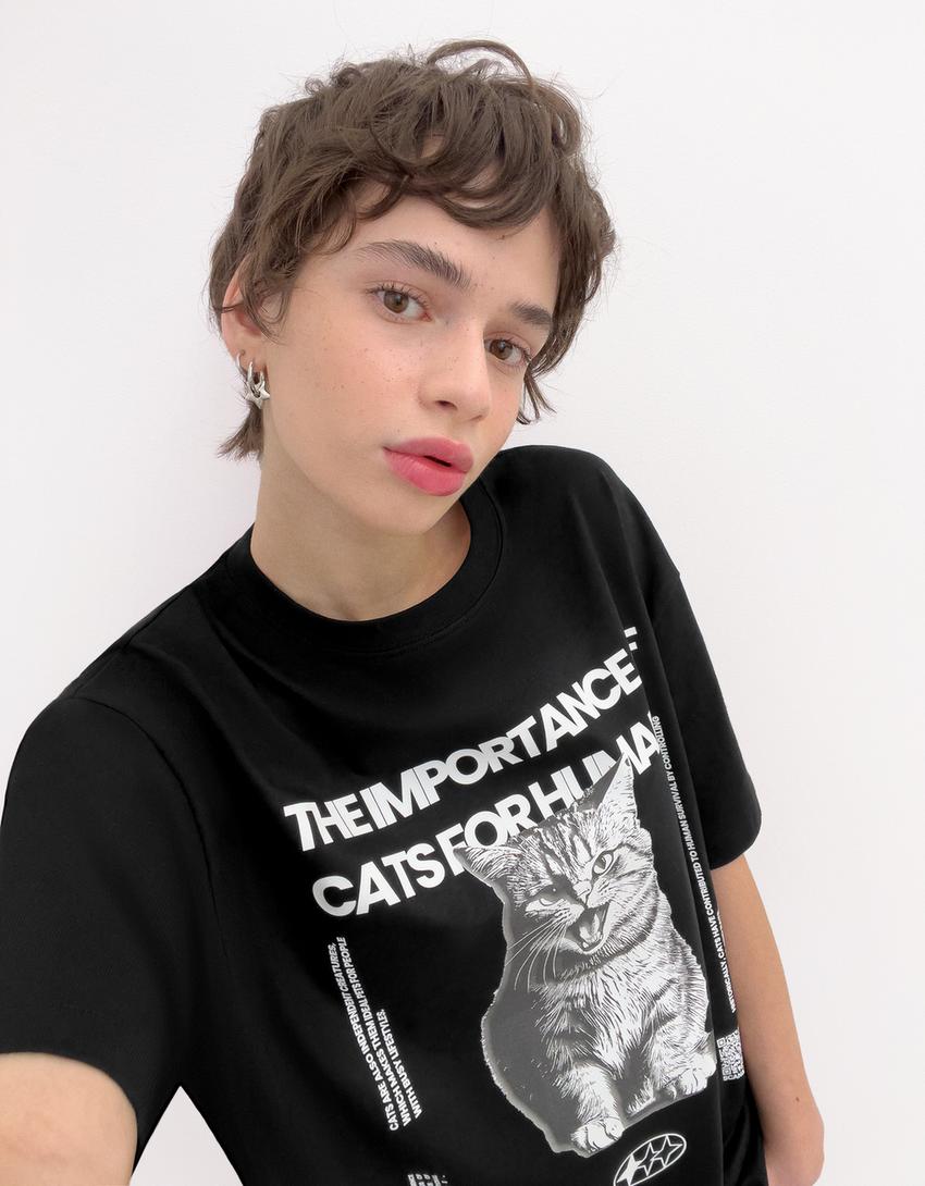 Camiseta manga corta con filtro digital-Negro