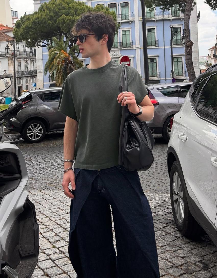 T-shirt worker oversize imprimé-Gris