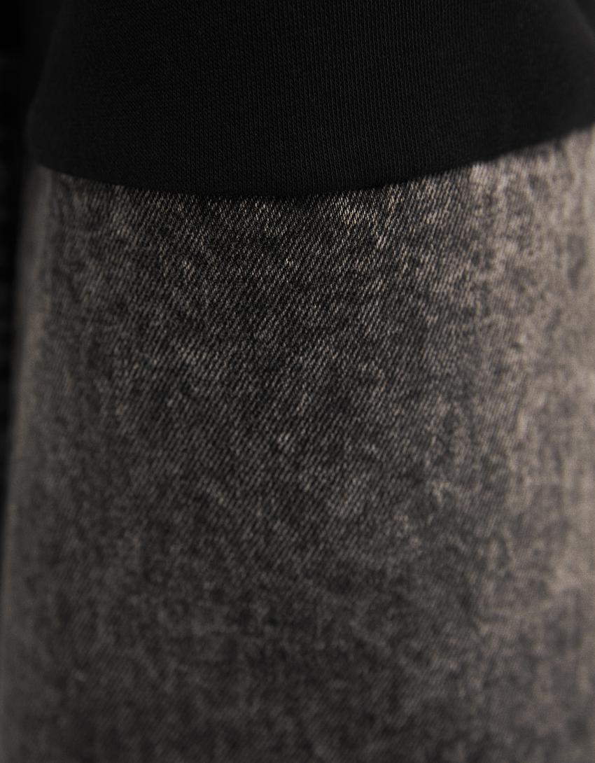 Pantalon baggy denim molleton-Noir-5