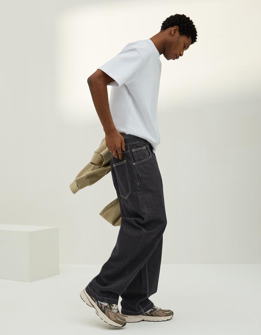 Jeans super baggy-Cinzento-escuro