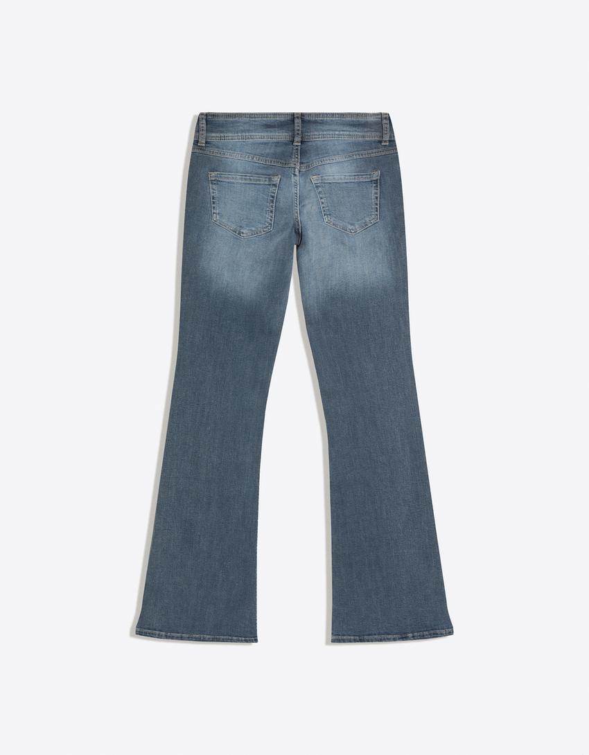 Blugi bootcut talie joasă-Albastru