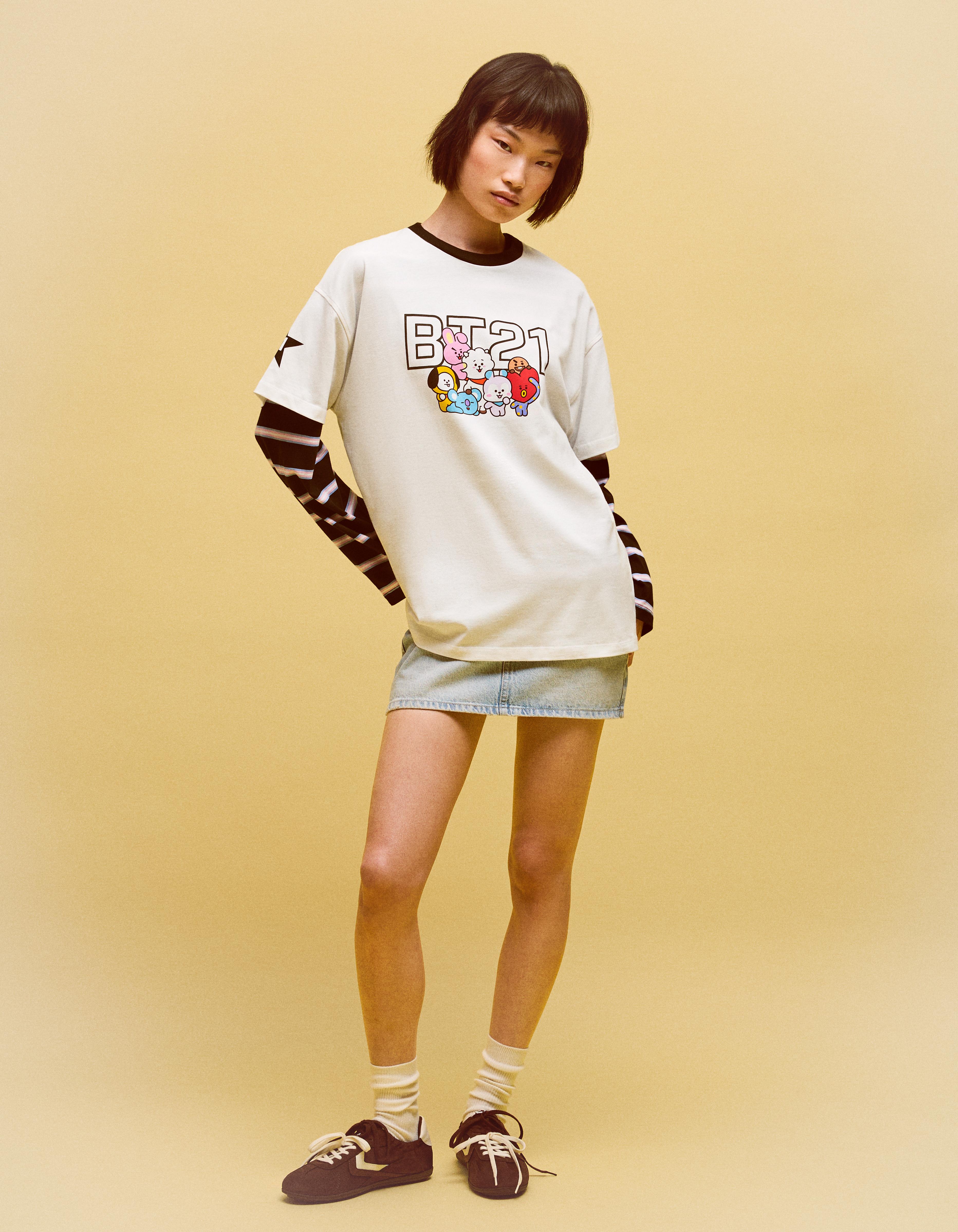 BT21 print oversize T-shirt — Off white