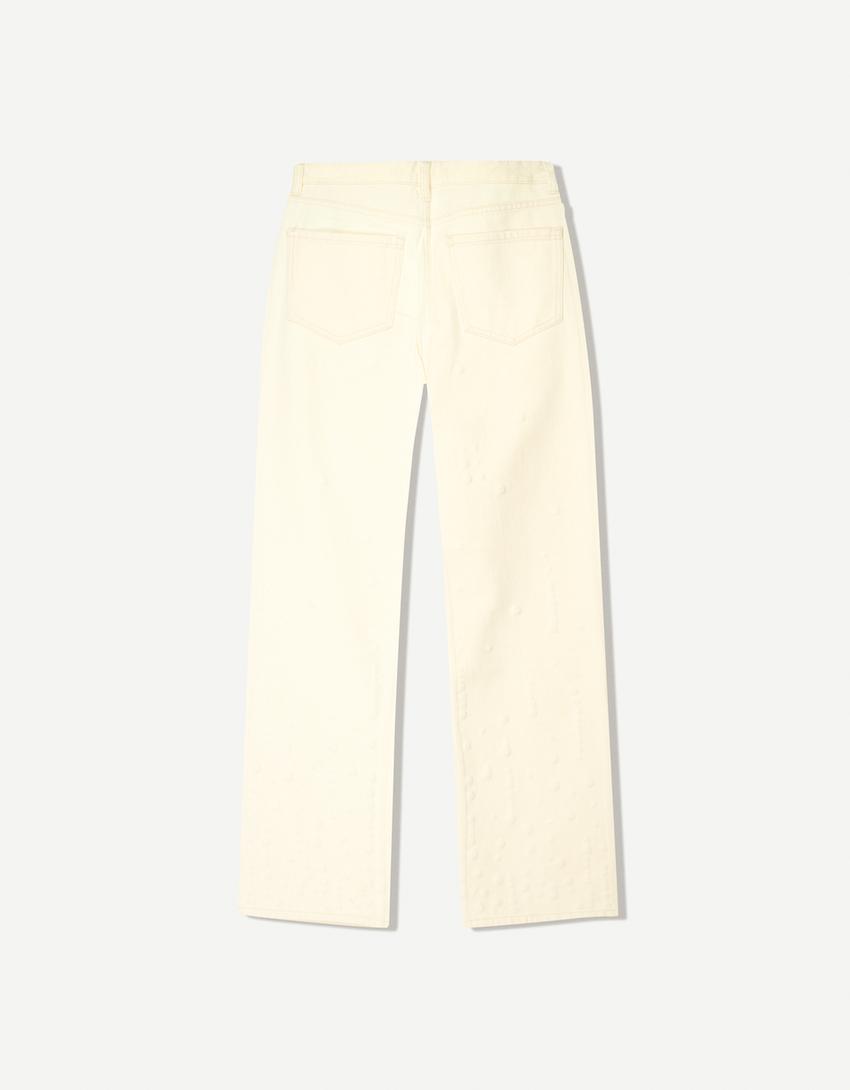 Jean straight wide leg brillant-Écru-6