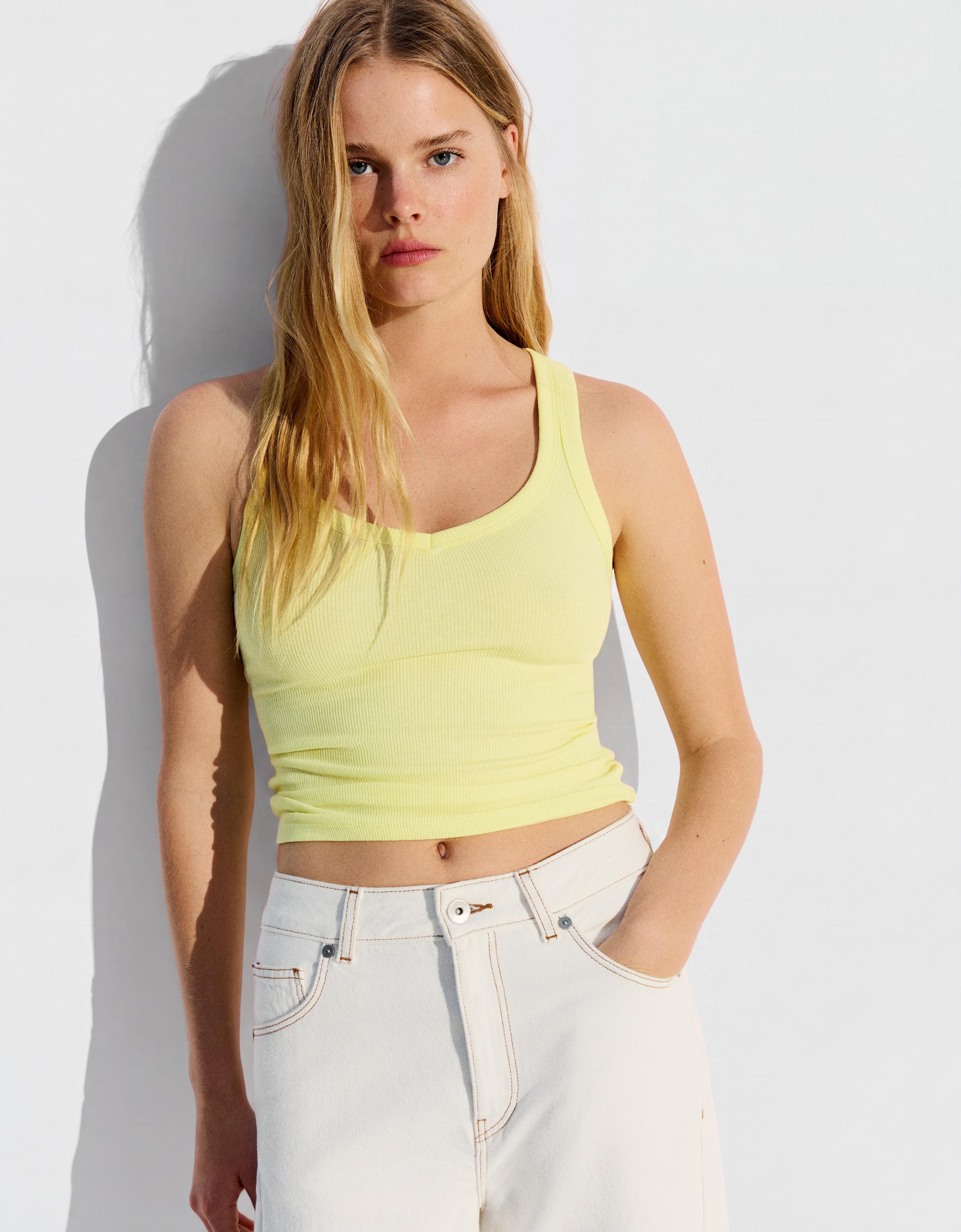 V-neck strappy vest top — Yellow