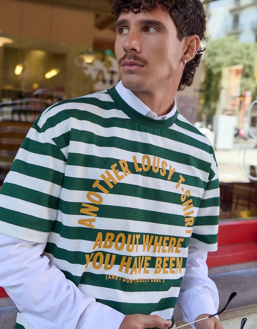 T-shirt met print en korte mouw-Groen