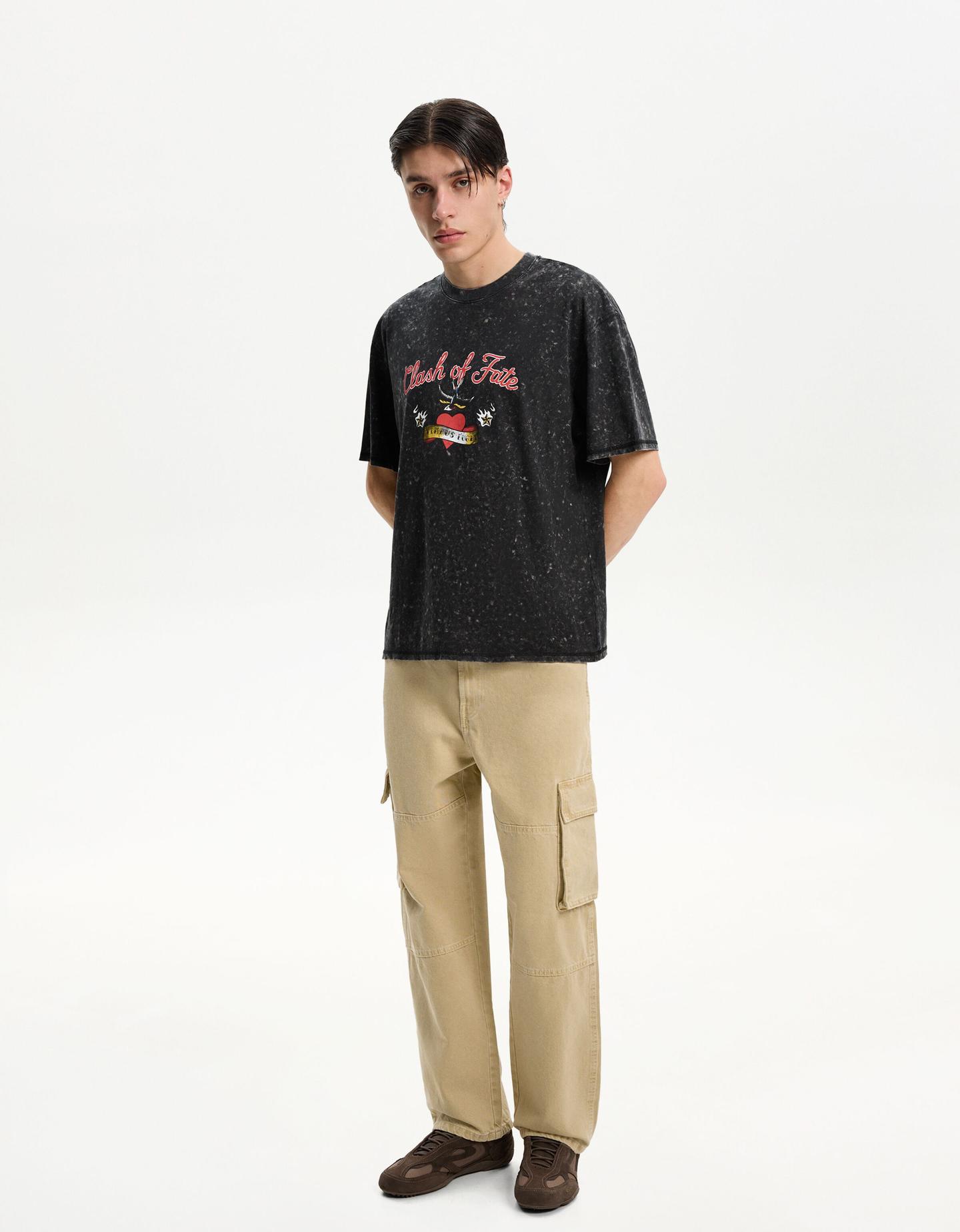 Bershka Baggy Cargo Jeans Men 34 Camel