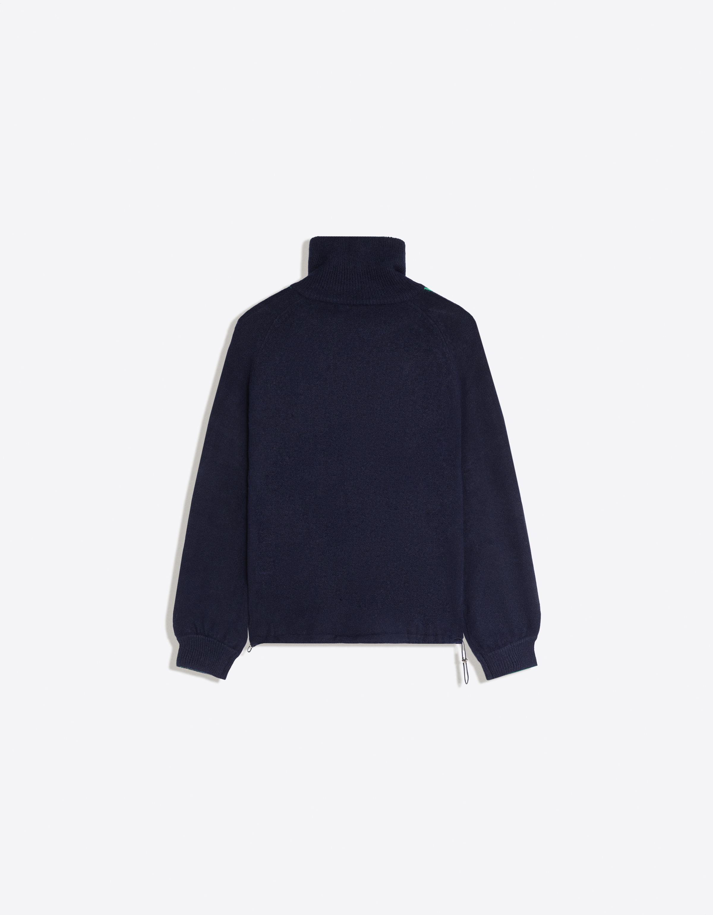 Contrast neck half-length zip jumper — Blue