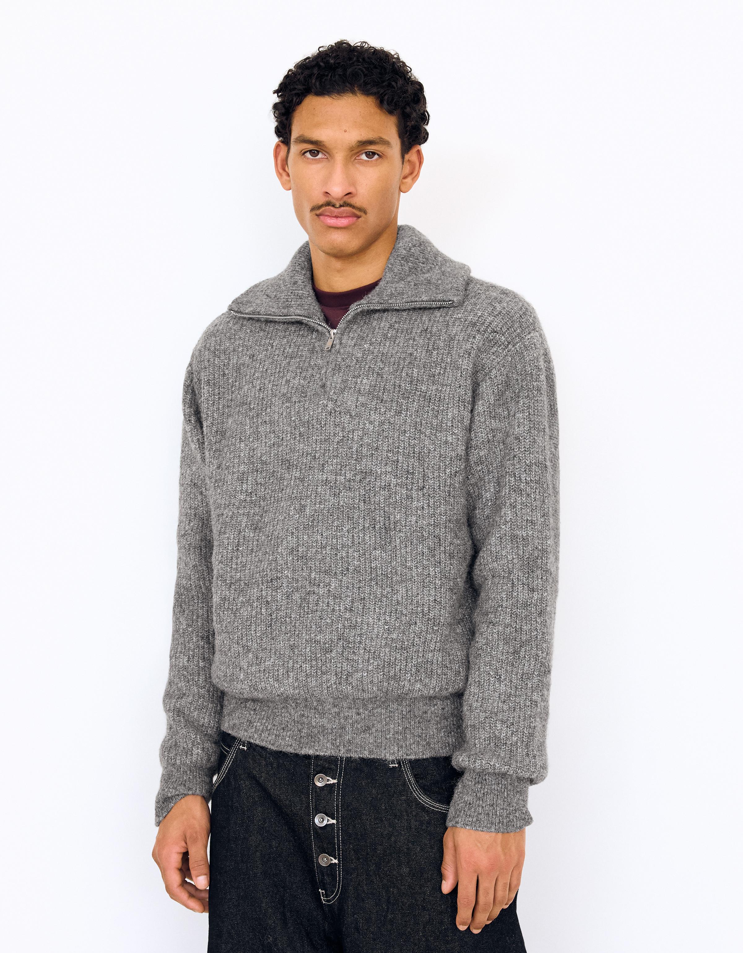 Bershka Pullover Mit Reißverschlusskragen Herren M Grau