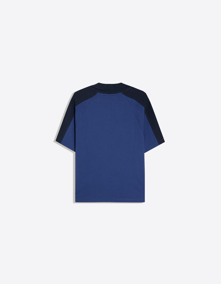 Retro print polo shirt-Navy