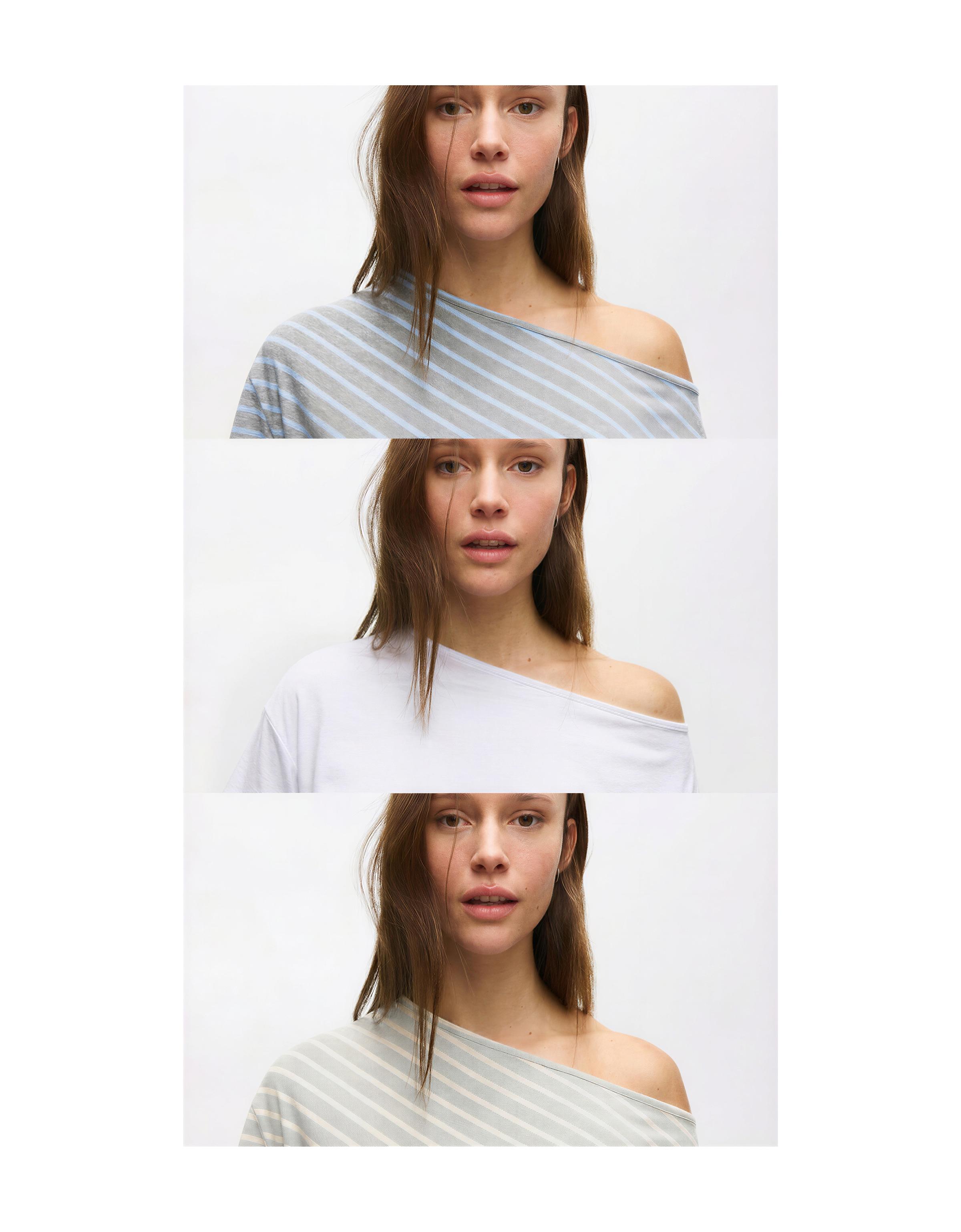 Asimetrik kısa kollu tişört - Görsel 18