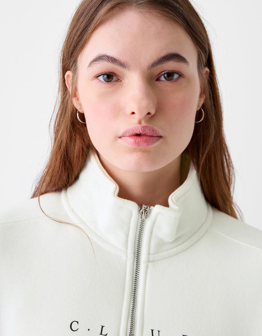 سويت شيرت بطبعة وسحاب-أبيض مطفي-5