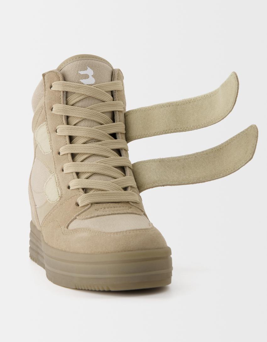High-top trainers with inner wedge-TAUPE