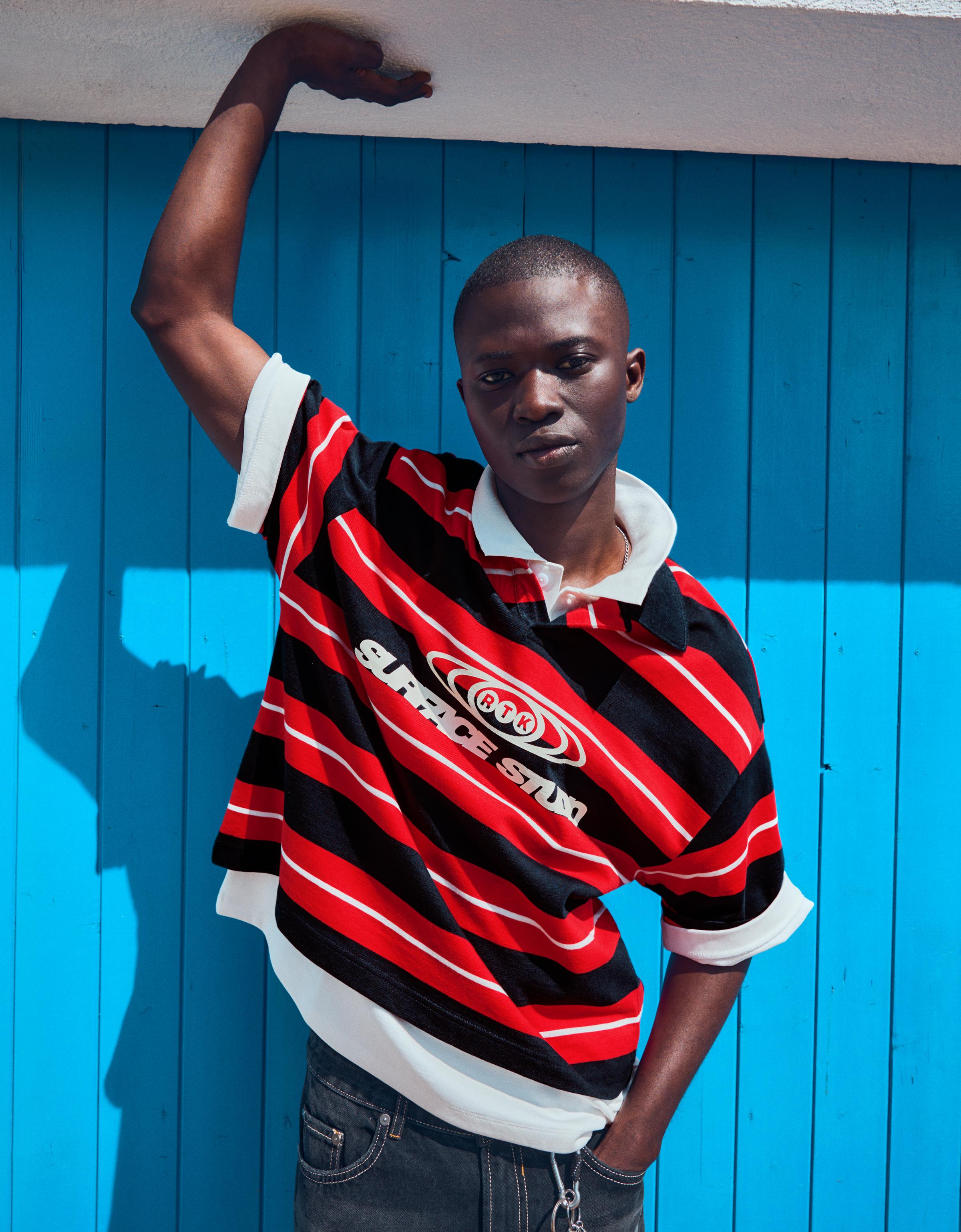 Kısa kollu çizgili işlemeli polo - Görsel 55