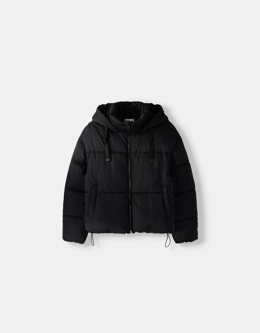 Oversize hooded puffer jacket-Black-4