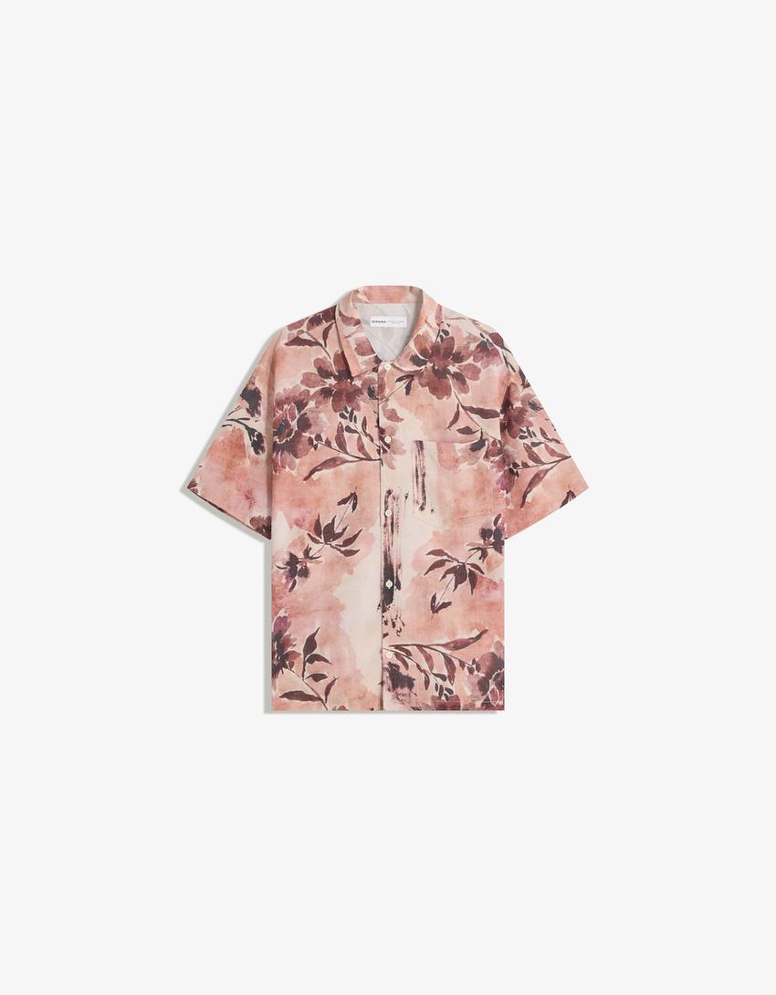 Camisa manga corta print-Rosa-4