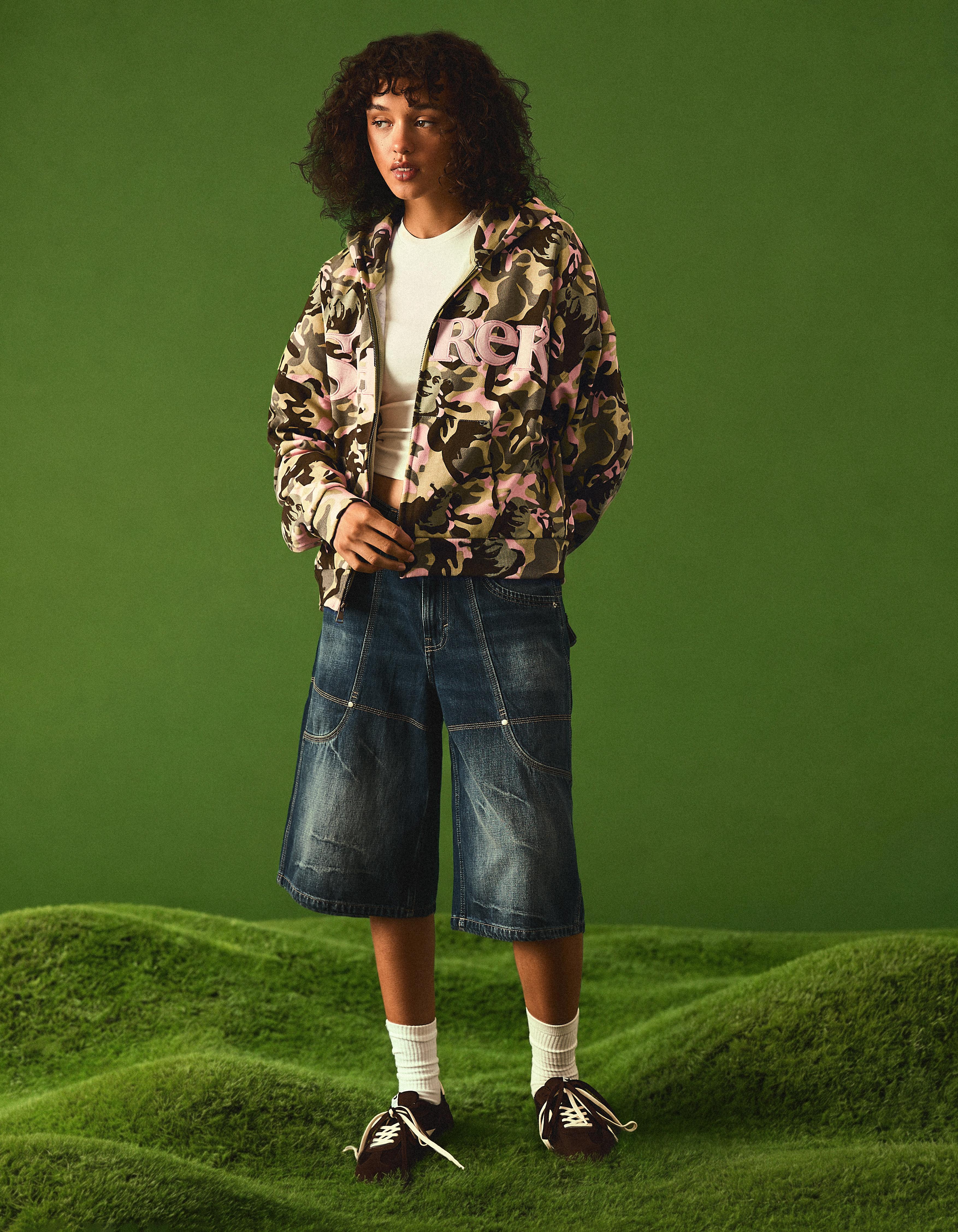 SHREK print hooded jacket — Khaki