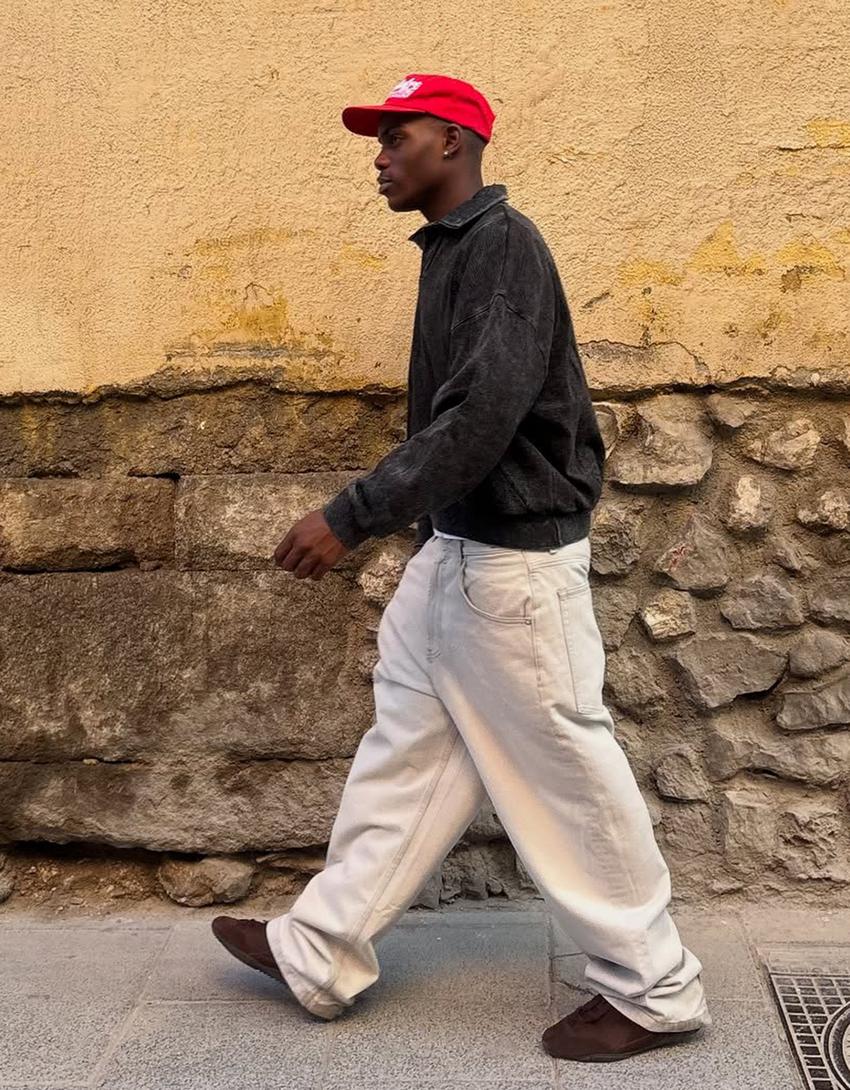 Jeans super baggy fit-Cinza