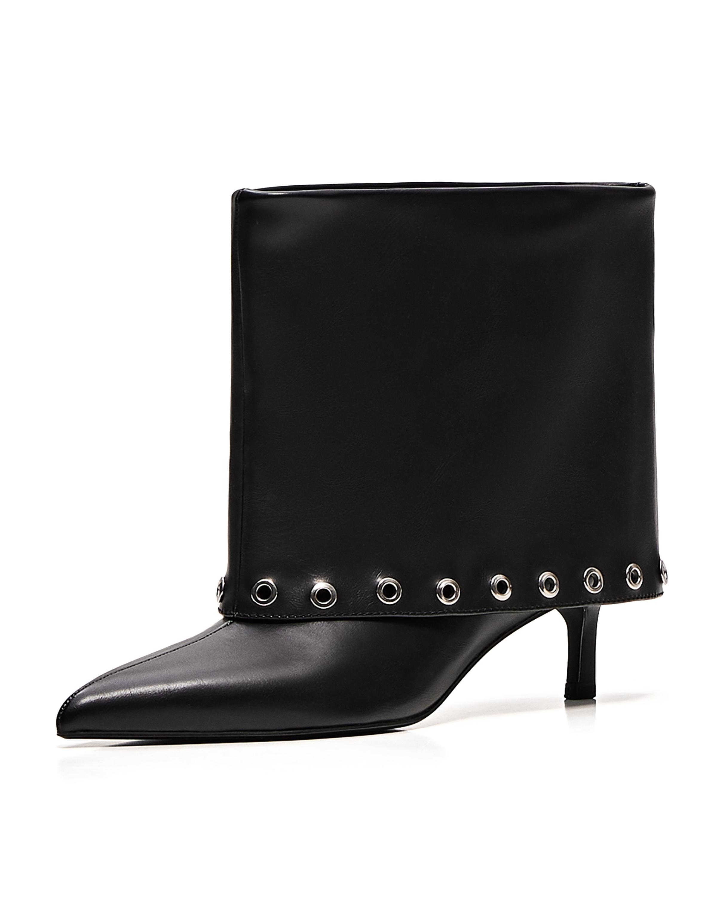 STUDDED TROUSER HEEL ANKLE BOOTS — BLACK