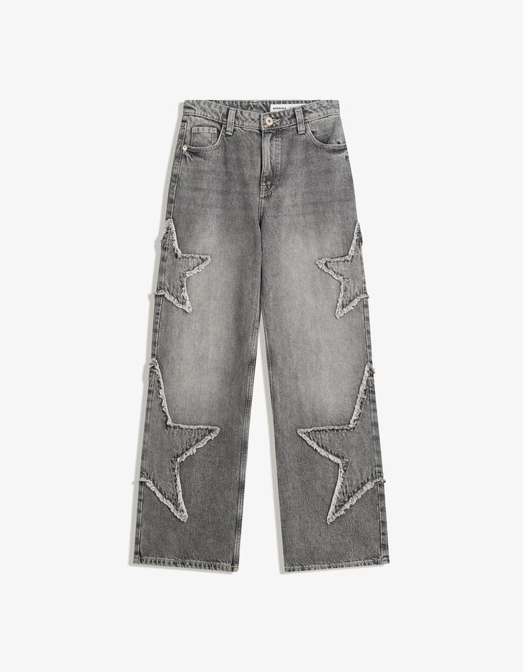 Baggy jeans with star fringing