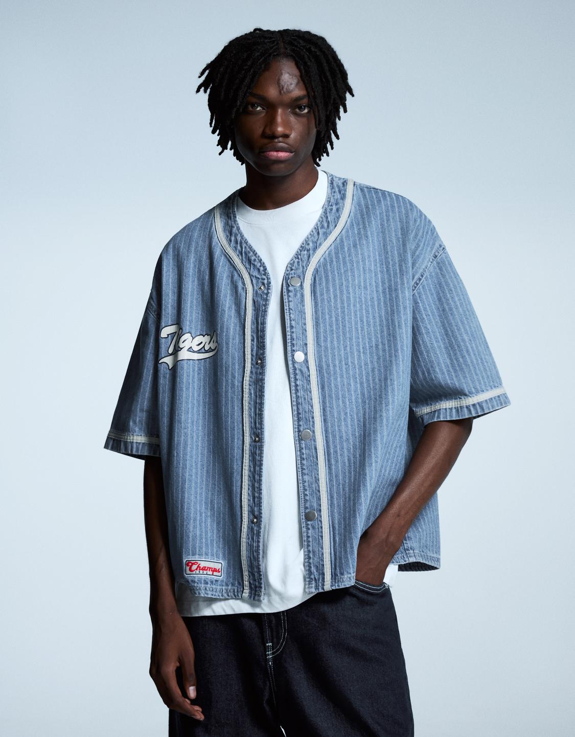 Camisa denim sport print